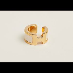 Hermes Olympe ear cuff Nata epsom and gold hardware small model